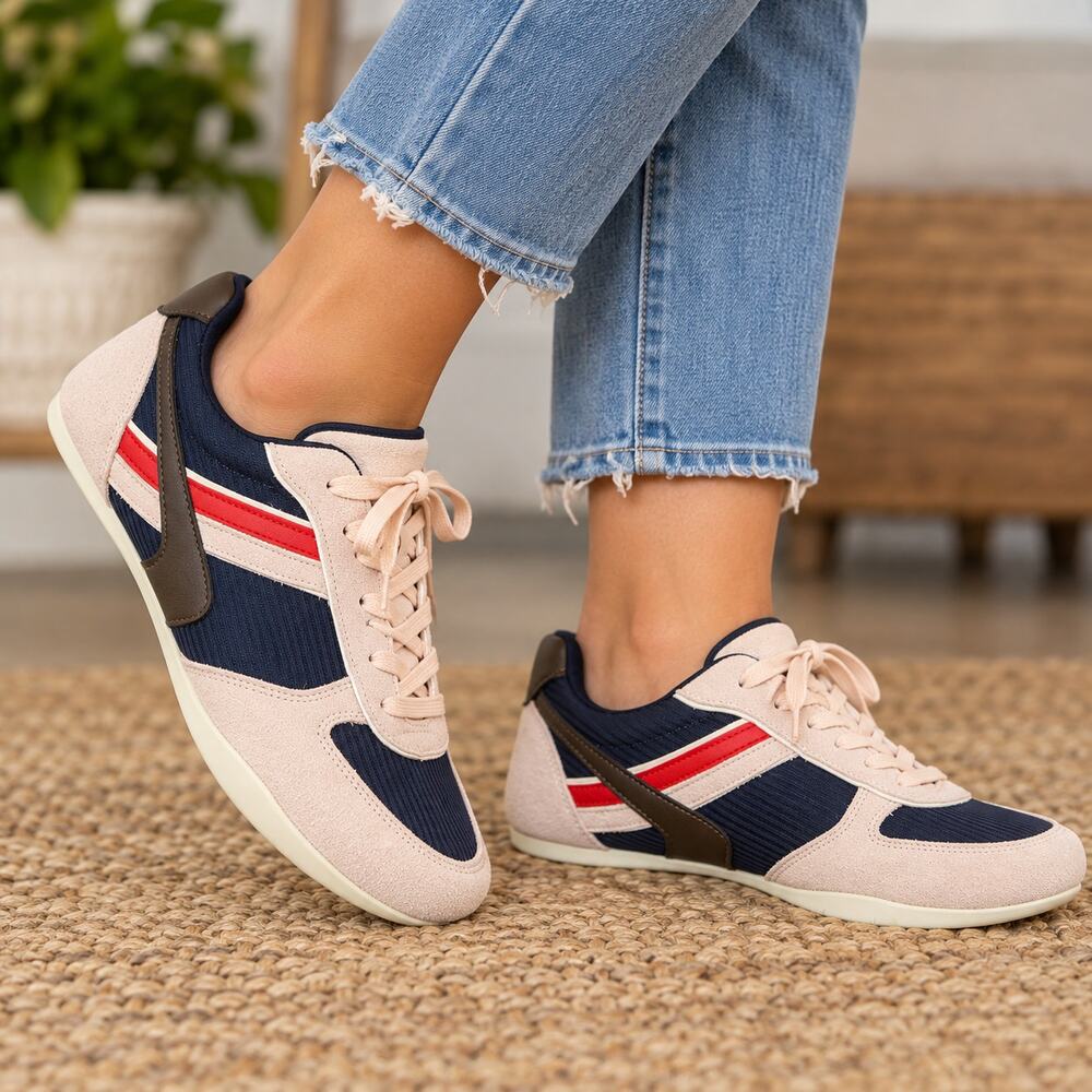 Project Cloud Women’s Sneakers Size 10 Navy Blush Red Retro Memory Foam Shoes